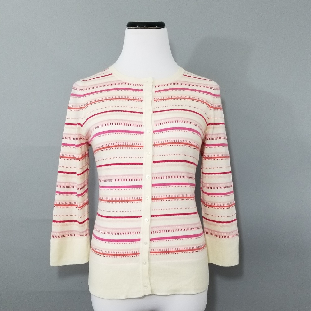Express Cashmere Blend Stripe Cardigan Sweater